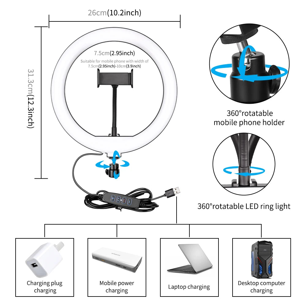 SH ProGlow 10”: Ring Light LED para Fotos e Vídeos