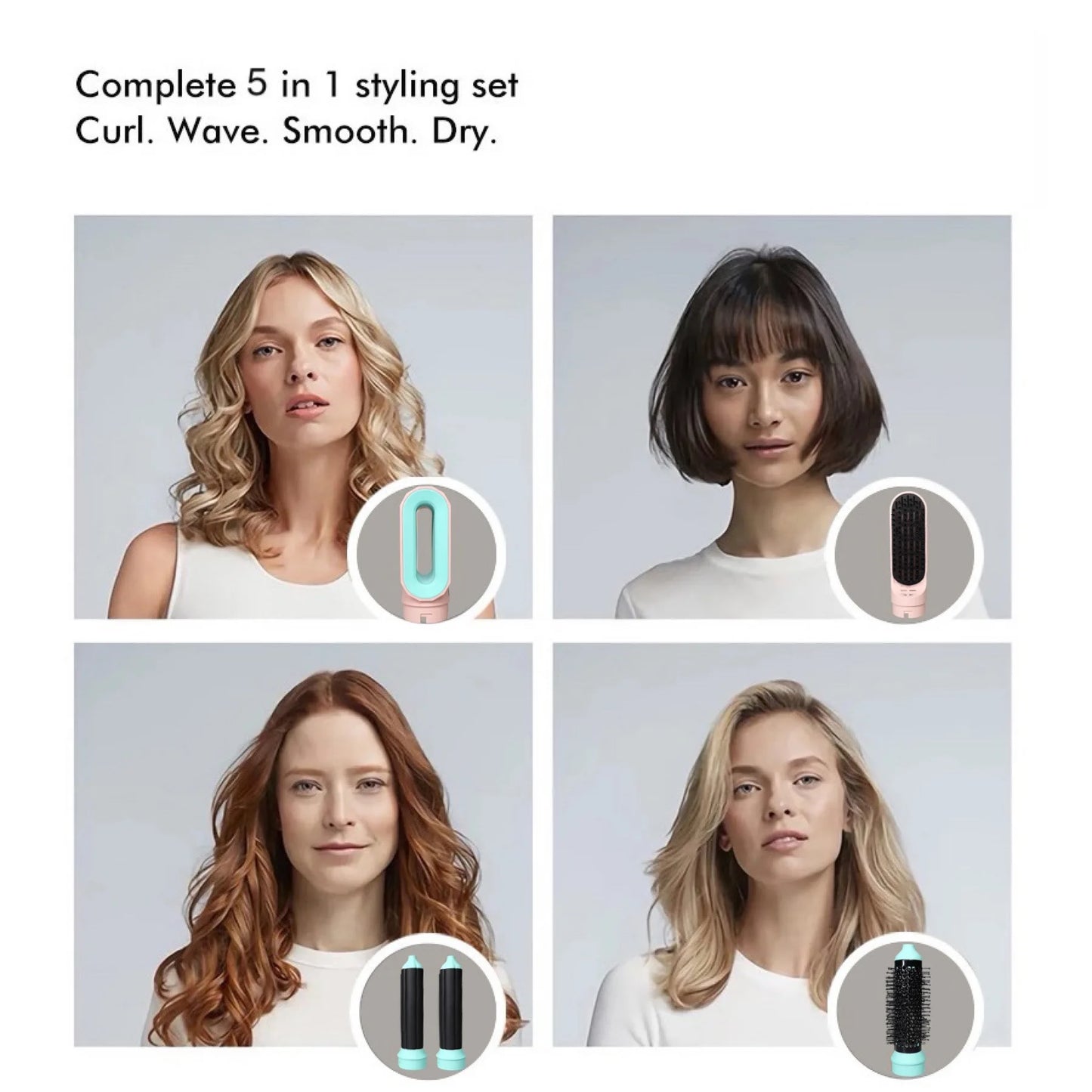 MultiStyle Pro 5 em 1: Secador e Modelador de Cabelo com Função de Curvamento e Escova de Ar Quent