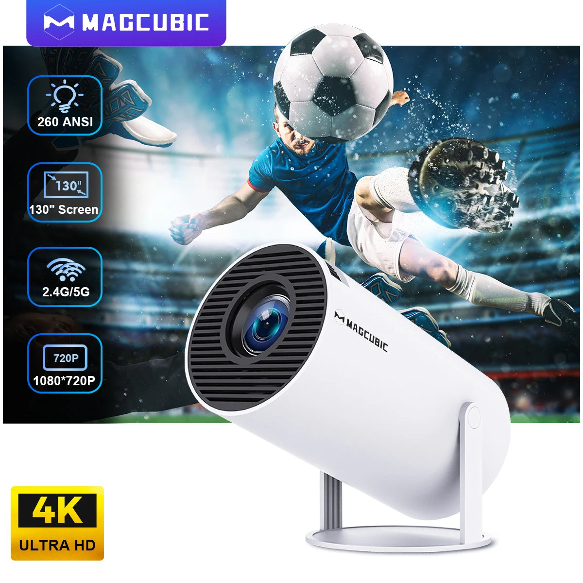 Magcubic VisionMax: Projetor 4K com Android, Wi-Fi 6 e Bluetooth