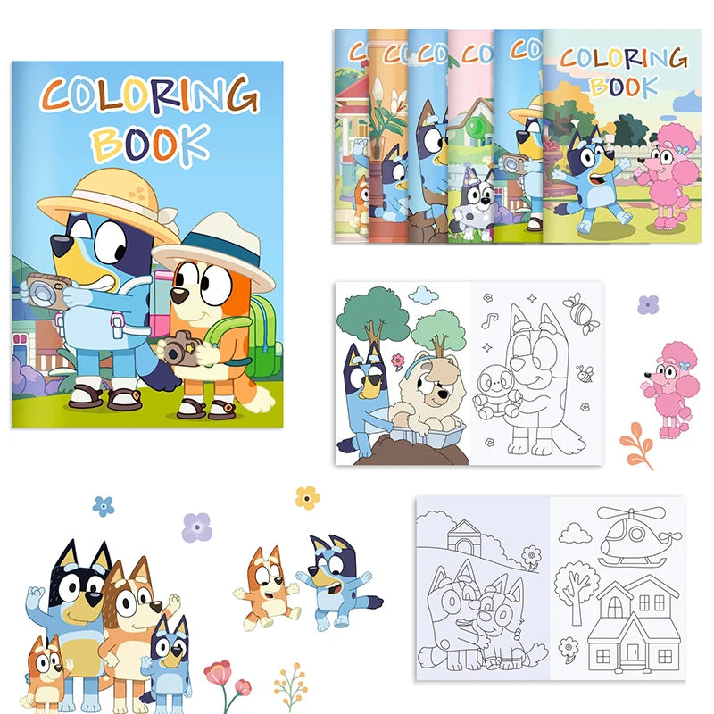 Bluey FunColor: Kit de Figures e Livro de Colorir para Crianças 