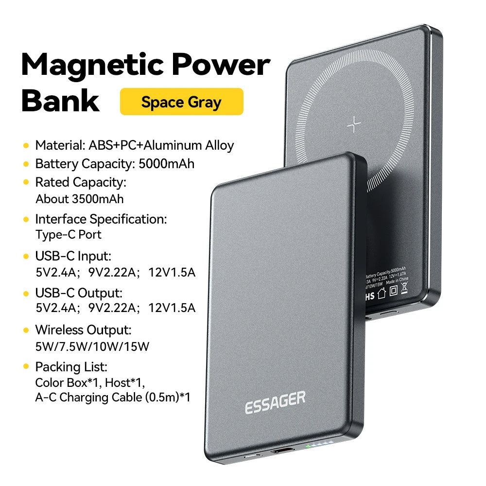 Power Bank Magnético Para IOS 20W 5000mAh