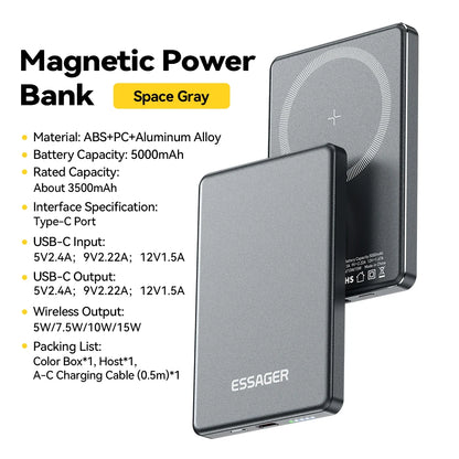 Power Bank Magnético Para IOS 20W 5000mAh