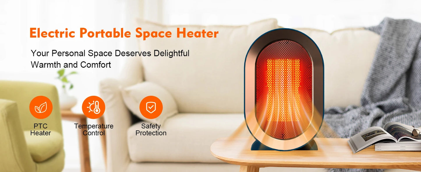 HeatSafe 1200W: Aquecedor Portátil de Cerámica con Protección de Seguridad