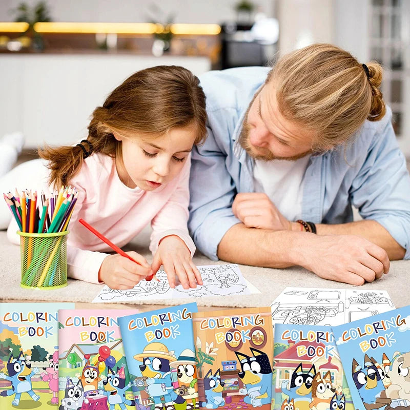 Bluey FunColor: Kit de Figures e Livro de Colorir para Crianças 