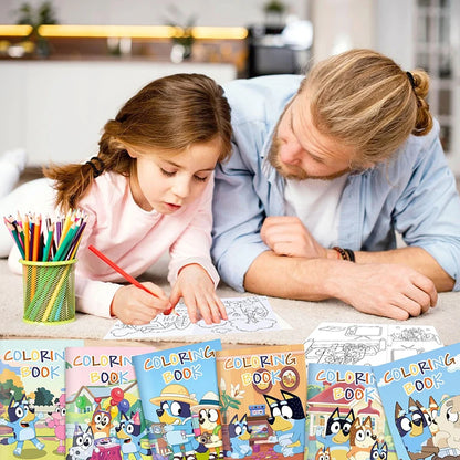 Bluey FunColor: Kit de Figures e Livro de Colorir para Crianças 