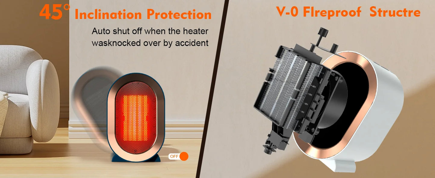 HeatSafe 1200W: Aquecedor Portátil de Cerâmica com Proteção de Segurança