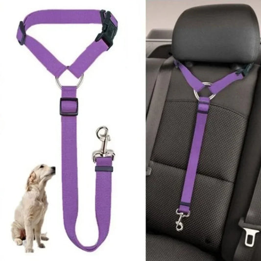 SafeRide Duo: Cinturón de seguridad y guía ajustable 2 en 1 para mascotas 